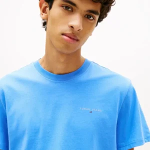 Tommy Hilfiger Ανδρικό Κοντομάνικο T-shirt Tjm Slim Linear Chest Tee Ext DM0DM21780-C38 Blue Twilight