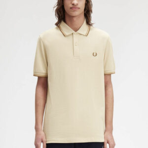 Fred Perry Ανδρικό Κοντομάνικο Polo Twin Tipped Fred Perry Shirt M3600-Z53 Oatmeal / Warm Stone / Shaded Stone