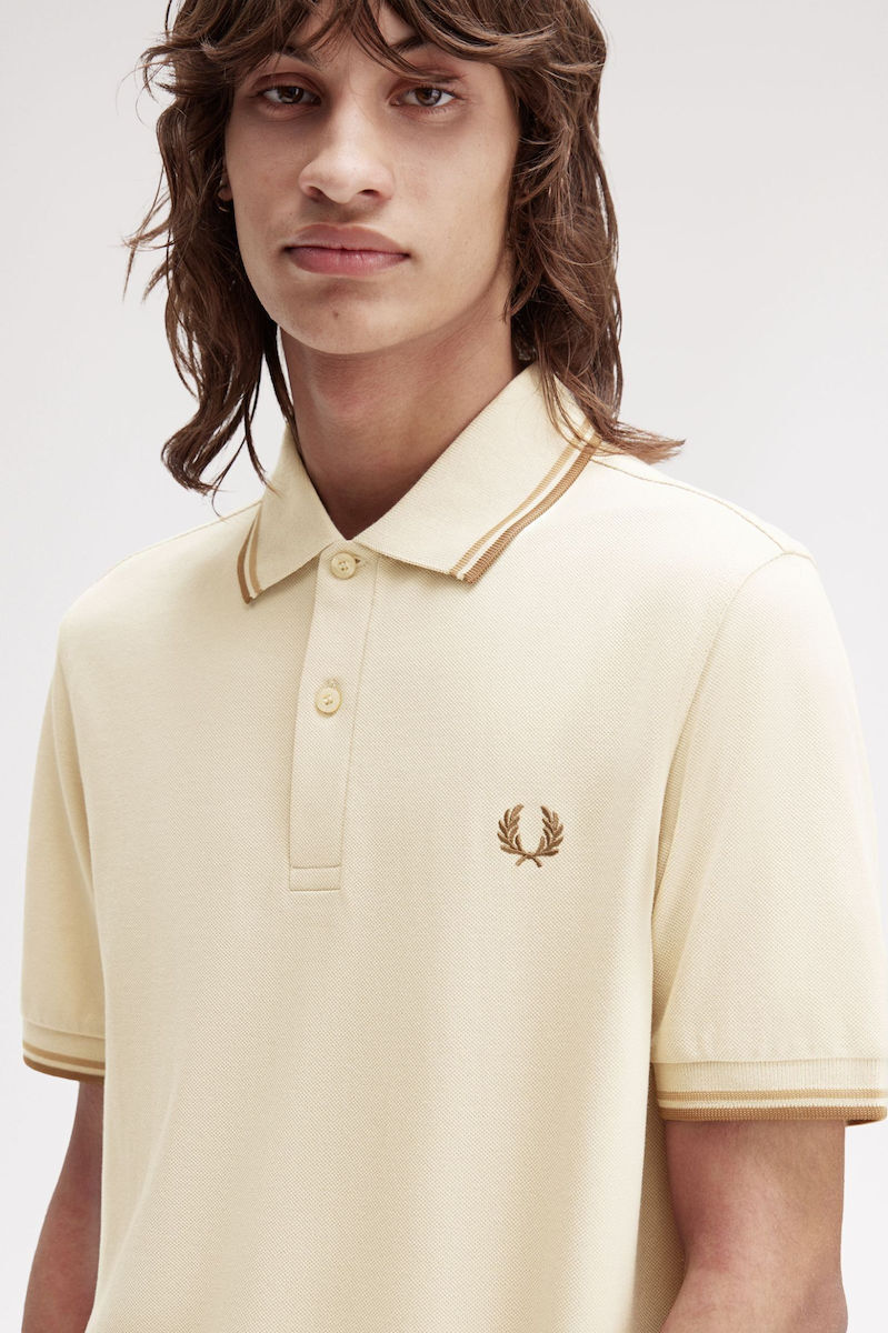 Fred Perry Ανδρικό Κοντομάνικο Polo Twin Tipped Fred Perry Shirt M3600-Z53 Oatmeal / Warm Stone / Shaded Stone - Image 3