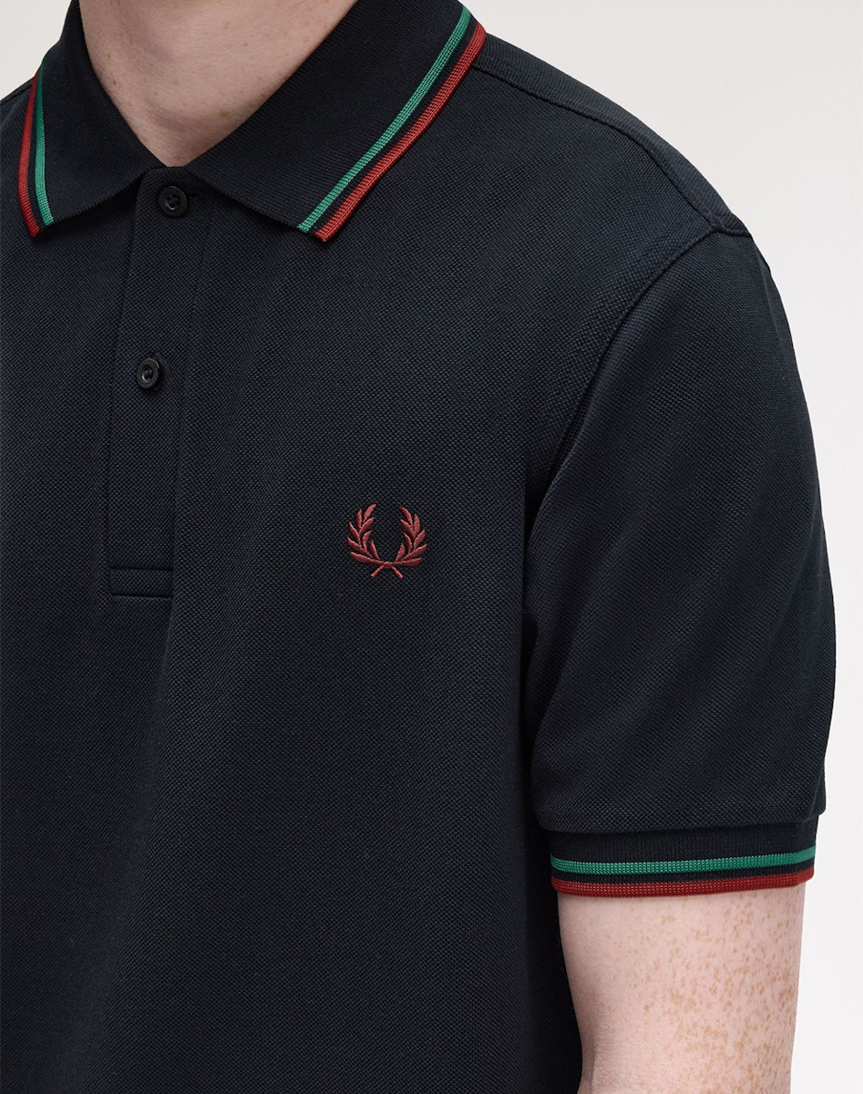 Fred Perry Ανδρικό Κοντομάνικο Polo Twin Tipped Fred Perry Shirt M3600-Z58 Navy / Sport Green / Burnt Red - Image 6