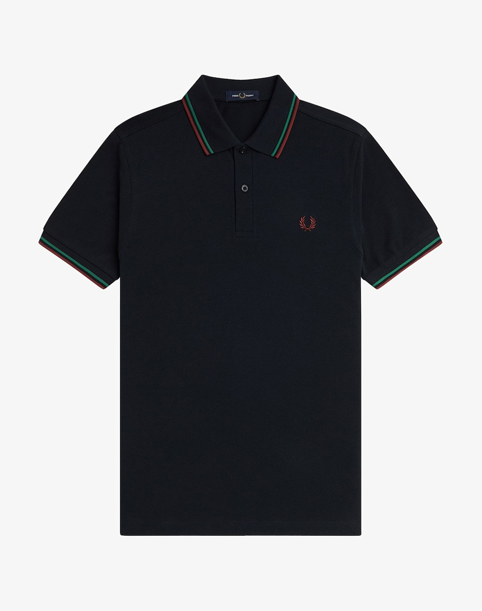 Fred Perry Ανδρικό Κοντομάνικο Polo Twin Tipped Fred Perry Shirt M3600-Z58 Navy / Sport Green / Burnt Red - Image 7