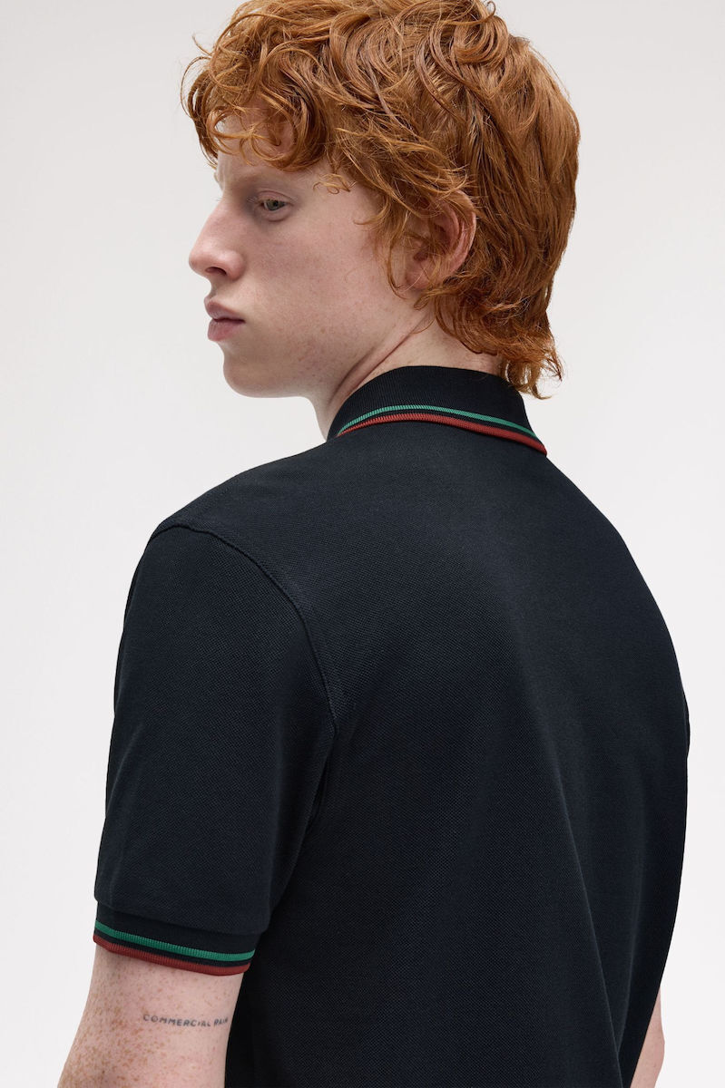 Fred Perry Ανδρικό Κοντομάνικο Polo Twin Tipped Fred Perry Shirt M3600-Z58 Navy / Sport Green / Burnt Red - Image 5