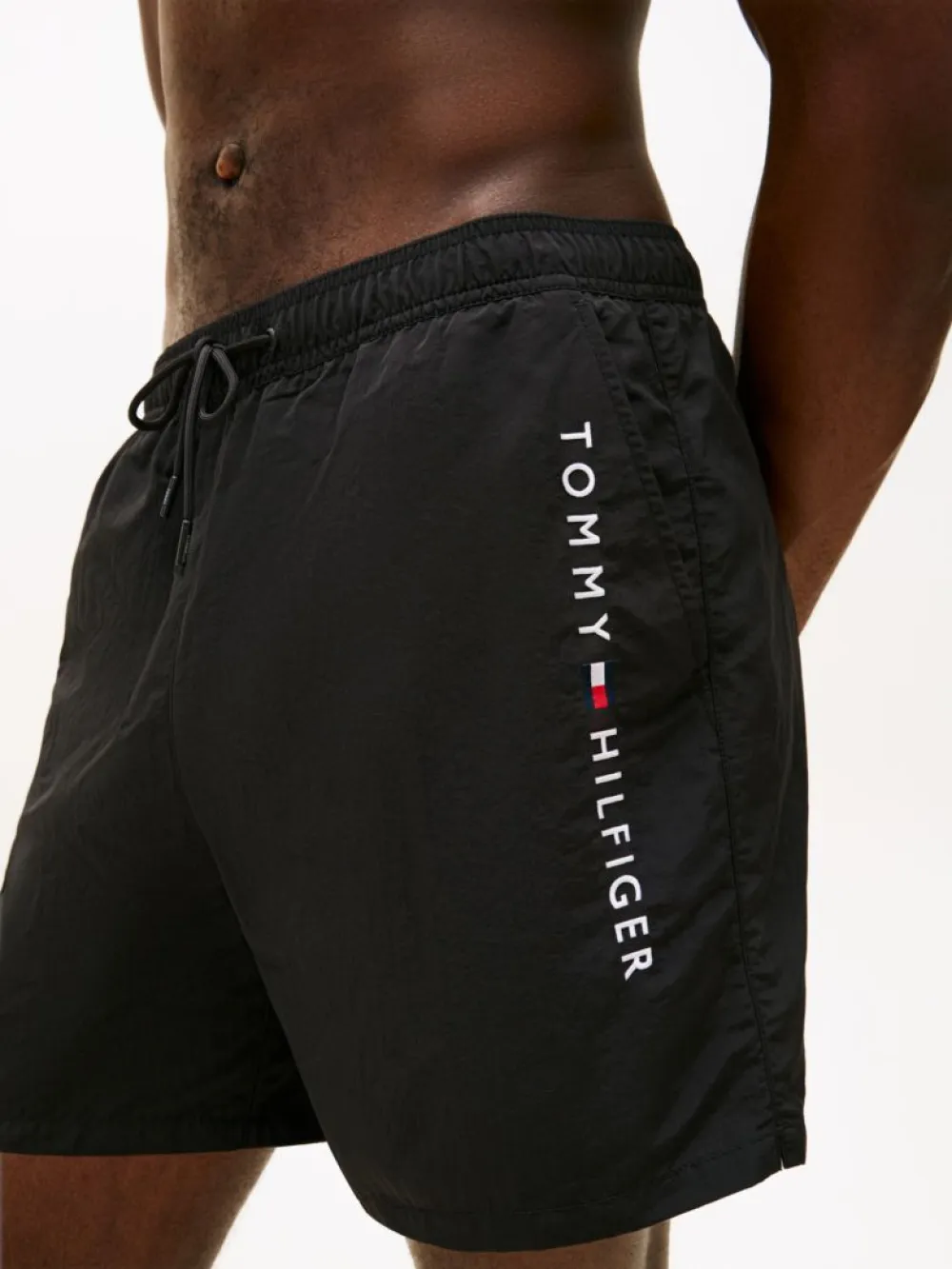 Tommy Jeans Ανδρικό Μαγιό Medium Drawstring Zip Pocket UM0UM03748-BDS Black - Image 3