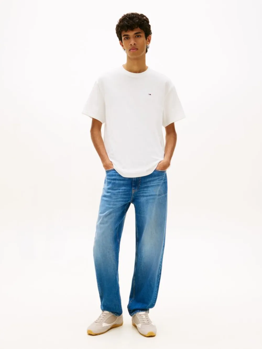 Tommy Jeans Ανδρικό Κοντομάνικο T-shirt Tjm Rlx Sflag Ss Tee DM0DM22507-YBL Ecru - Image 3