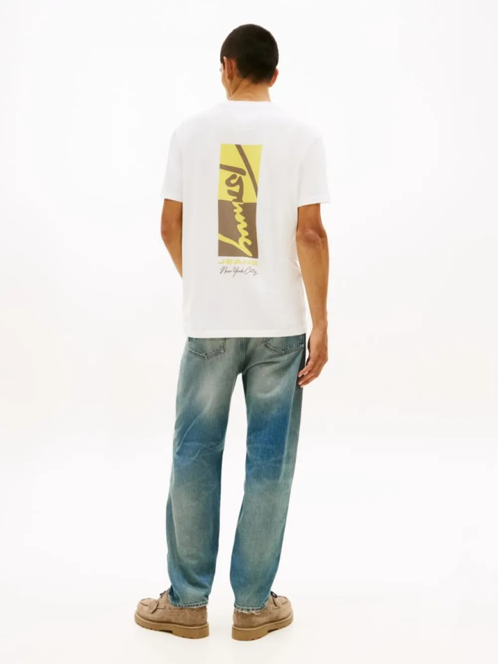 Tommy Jeans Ανδρικό Κοντομάνικο T-shirt Tjm Reg Sign Block Ss Tee Ext DM0DM22532-YBL Ecru - Image 4