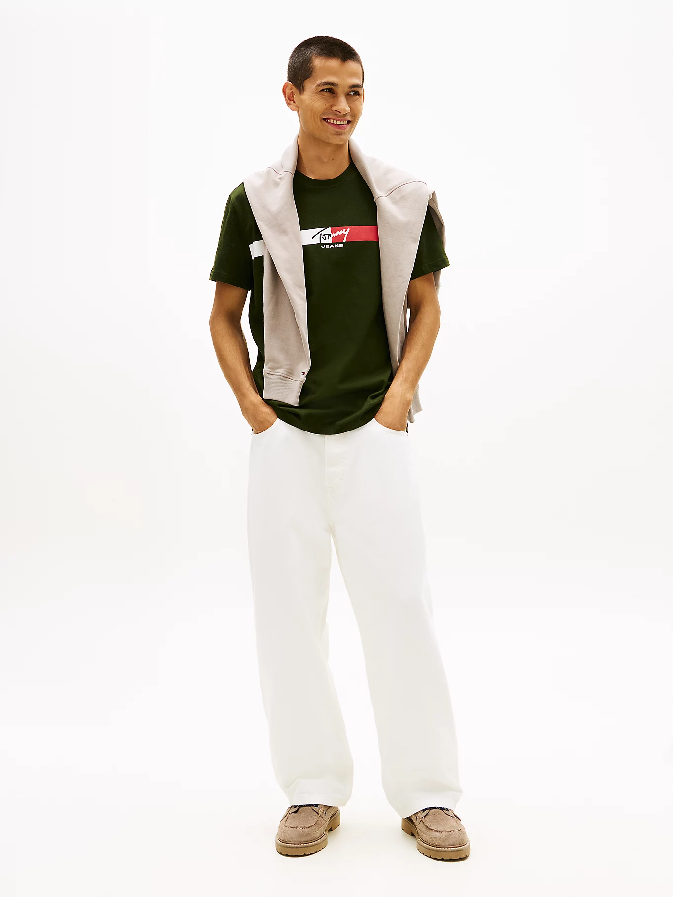 Tommy Jeans Ανδρικό Κοντομάνικο T-shirt Tjm Reg Signature Stripe T Ext DM0DM22539-M0H Kingston Green - Image 3