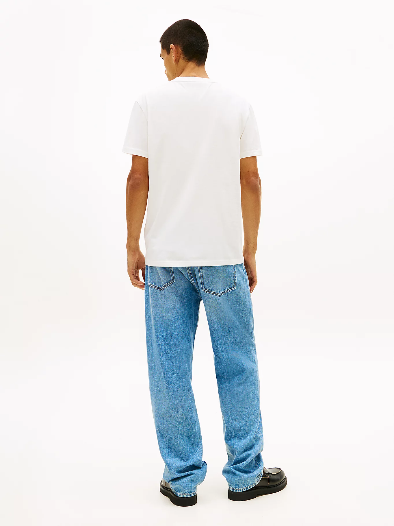 Tommy Jeans Ανδρικό Κοντομάνικο T-shirt Tjm Reg Signature Stripe T Ext DM0DM22539-YBL Ecru - Image 4