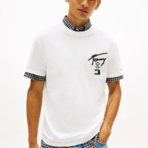 Tommy Jeans Ανδρικό Κοντομάνικο T-shirt Tjm Red City Sing Ss Tee Ext DM0DM22553-YBL Ecru