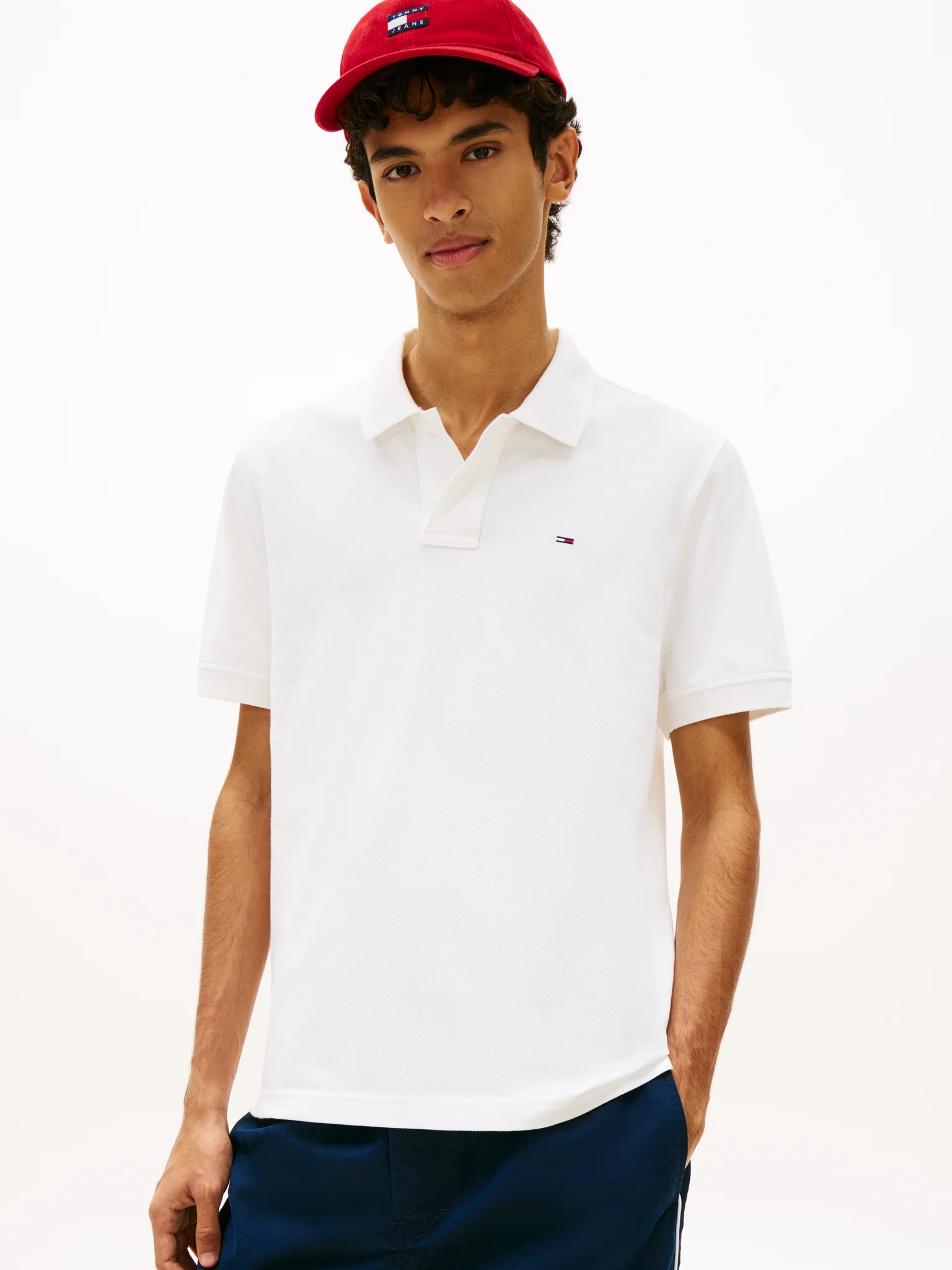 Tommy Jeans Ανδρικό Κοντομάνικο Polo Tjm Reg Ess DM0DM22711-YBL Ecru