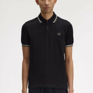 Fred Perry Ανδρικό Κοντομάνικο Polo Twin Tipped M3600-W54 Black / Ecru / Laurel Wreath Green