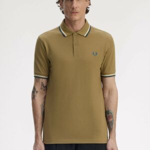 Fred Perry Ανδρικό Κοντομάνικο Polo Twin Tipped M3600-Z60 Shaded Stone / Ecru / Dark Petrol