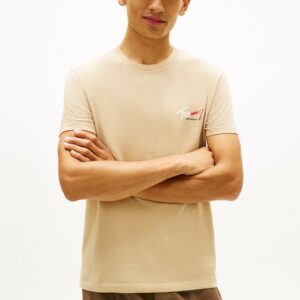 Tommy Jeans Ανδρικό Κοντομάνικο T-shirt Tjm Slim Sing Chest Ss Tee Ext DM0DM22538-AB9 Gentle Gold