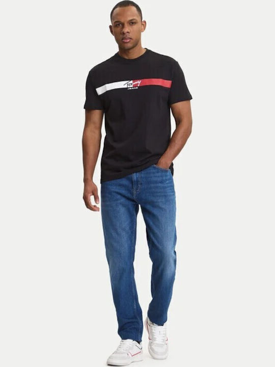 Tommy Jeans Ανδρικό Κοντομάνικο T-shirt Tjm Reg Signature Stripe T Ext DM0DM22539-BDS Black - Image 2