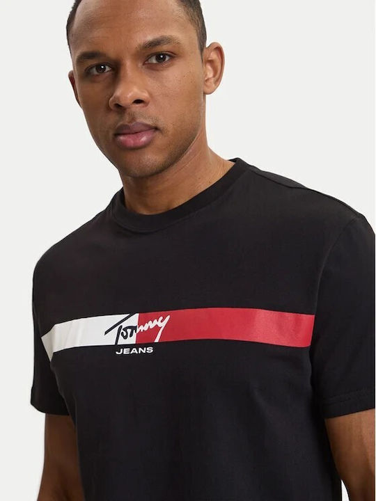 Tommy Jeans Ανδρικό Κοντομάνικο T-shirt Tjm Reg Signature Stripe T Ext DM0DM22539-BDS Black - Image 3