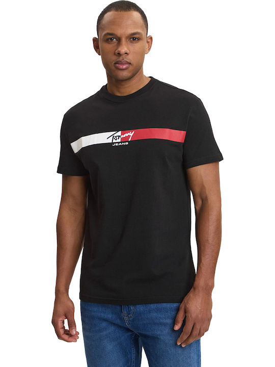 Tommy Jeans Ανδρικό Κοντομάνικο T-shirt Tjm Reg Signature Stripe T Ext DM0DM22539-BDS Black