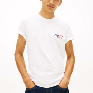 Tommy Jeans Ανδρικό Κοντομάνικο T-shirt Tjm Slim Sing Chest Ss Tee Ext DM0DM22538-YBL Ecru