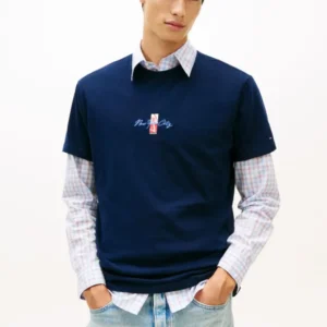 Tommy Jeans Ανδρικό Κοντομάνικο T-shirt Tjm Reg Sign Block Ss Tee Ext DM0DM22532-C1G Dark Night Navy