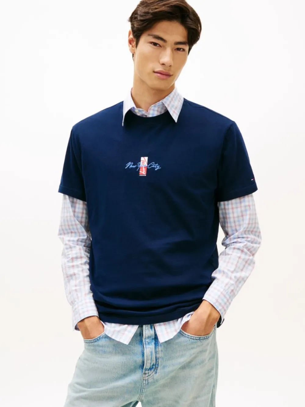 Tommy Jeans Ανδρικό Κοντομάνικο T-shirt Tjm Reg Sign Block Ss Tee Ext DM0DM22532-C1G Dark Night Navy