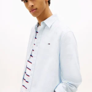 Tommy Jeans Ανδρικό Μακρυμάνικο Λινό Πουκάμισο Tjm Reg Linen Blend Shirt Ext DM0DM22761-C3Q Sweet Blue