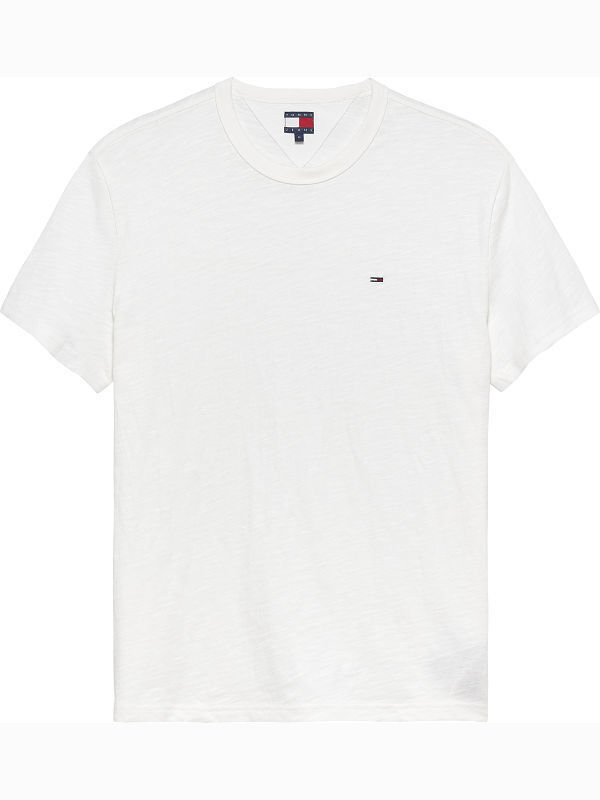 Tommy Jeans Ανδρικό Κοντομάνικο T-shirt Tjm Reg Sflag Slub Ss Tee DM0DM22514-YBL Ecru - Image 4