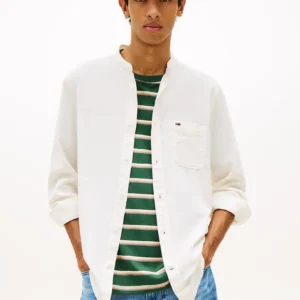 Tommy Jeans Ανδρικό Πουκάμισο Tjm Red Linen Mx Band Cllr Shirt DM0DM22756-YBL Εcru