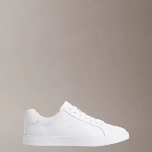 Calvin Klein Ανδρικά Παπούτσια Sneakers Brooke - Leather Signature Logo Trainers HM0HM02123-0K4 Triple Bright White
