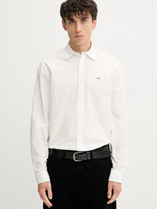 Tommy Hilfiger Ανδρικό Μακρυμάνικο Πουκάμισο Tjm Reg Poplin Shirt DM0DM22026-YBL Ecru