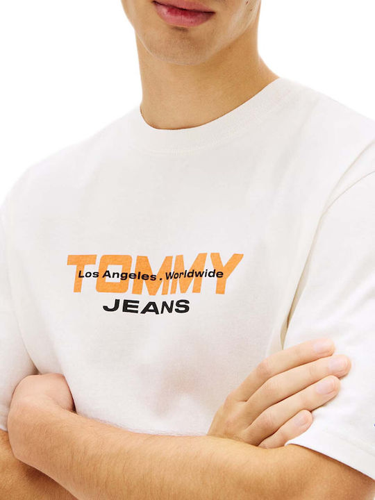 Tommy Jeans Ανδρικό Κοντομάνικο T-shirt Tjm 90s Tj Block Ss Tee DM0DM22550-YBL Ecru - Image 2
