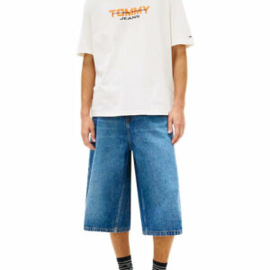 Tommy Jeans Ανδρικό Κοντομάνικο T-shirt Tjm 90s Tj Block Ss Tee DM0DM22550-YBL Ecru