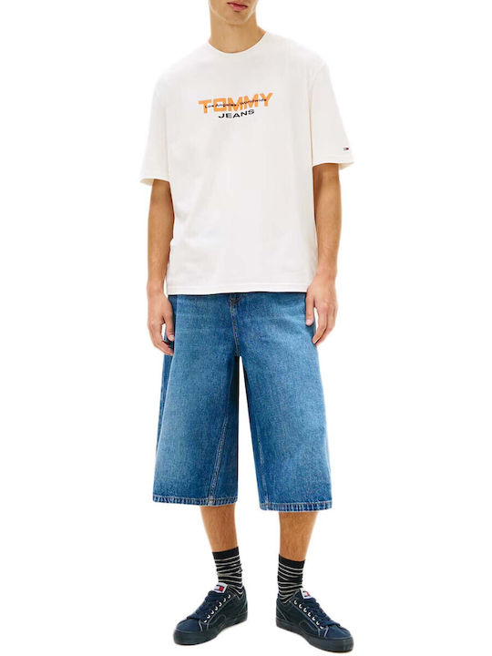 Tommy Jeans Ανδρικό Κοντομάνικο T-shirt Tjm 90s Tj Block Ss Tee DM0DM22550-YBL Ecru