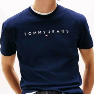 Tommy Jeans Ανδρική Κοντομάνικο T-shirt Tjm Reg Linear Logo Tee Ext DM0DM20744-C1G Dark Night Navy/ Sweet Blue