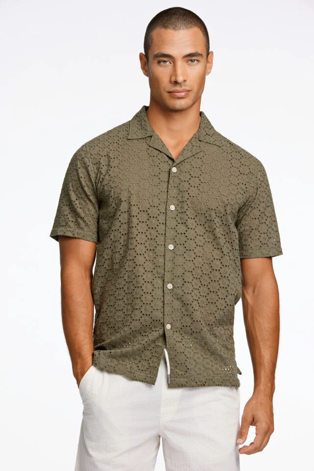 Lindbergh Ανδρικό Κοντομάνικο Πουκάμισο Casual Shirt 30-203569 Army - Image 2