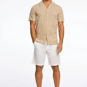 Lindbergh Ανδρικό Κοντομάνικο Πουκάμισο Casual Shirt 30-203569 Camel