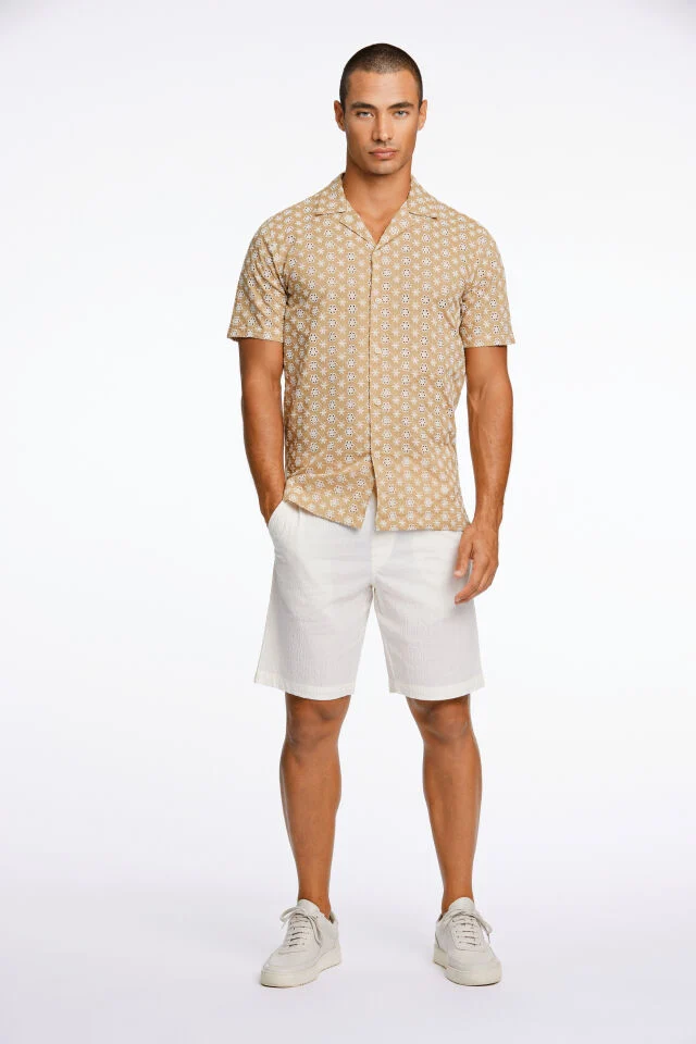 Lindbergh Ανδρικό Κοντομάνικο Πουκάμισο Casual Shirt 30-203569 Camel