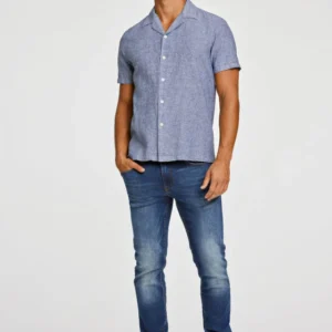 Lindbergh Ανδρικό Κοντομάνικο Πουκάμισο Liner Shirt 30-203319 Dk Blue