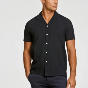 Lindbergh Ανδρικό Κοντομάνικο Πουκάμισο Liner Shirt 30-203319 Black