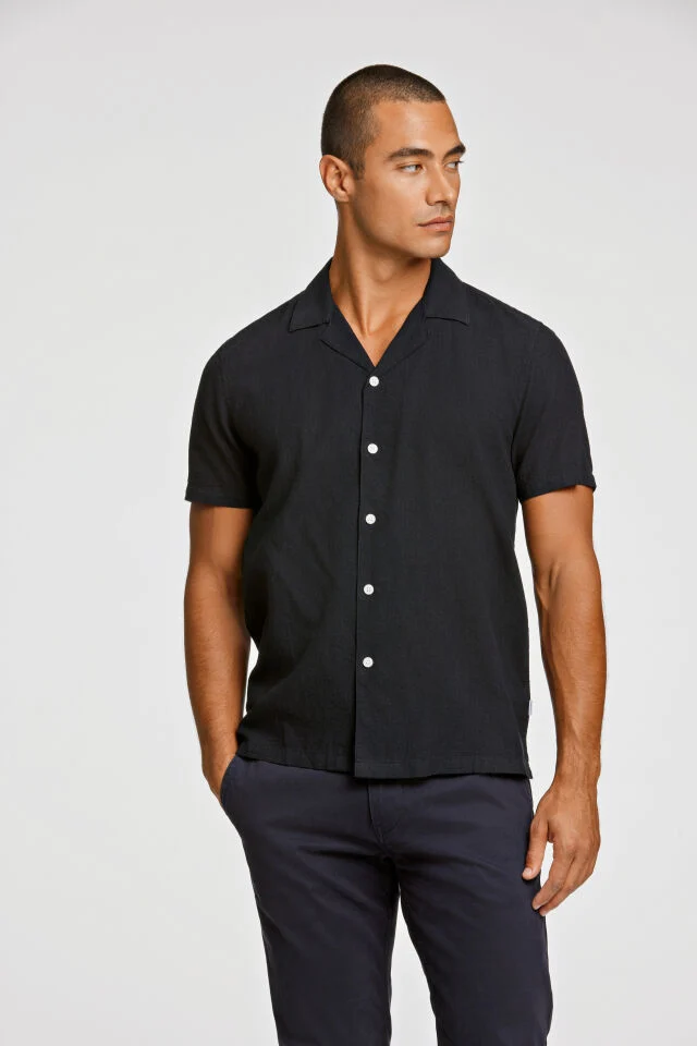 Lindbergh Ανδρικό Κοντομάνικο Πουκάμισο Liner Shirt 30-203319 Black