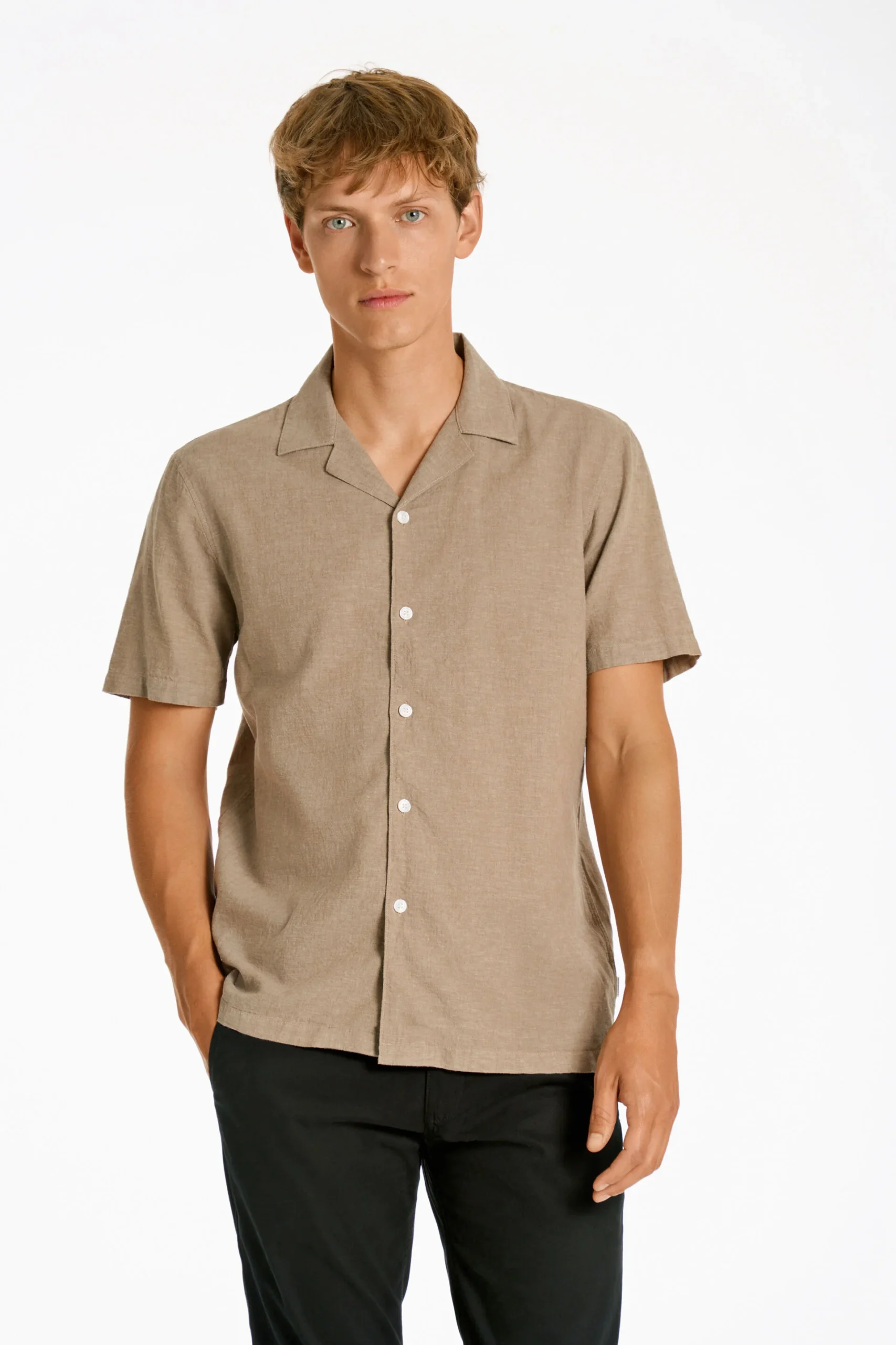 Lindbergh Ανδρικό Κοντομάνικο Πουκάμισο Liner Shirt 30-203319 Mid Stone - Image 2