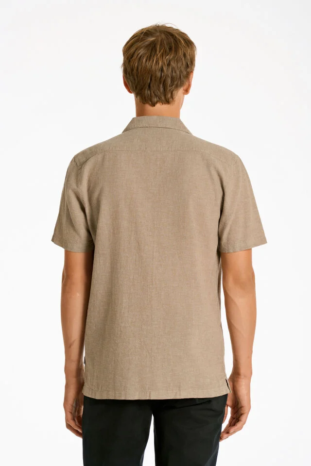 Lindbergh Ανδρικό Κοντομάνικο Πουκάμισο Liner Shirt 30-203319 Mid Stone - Image 3