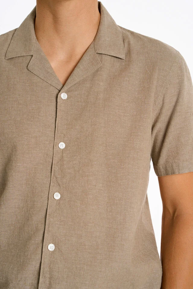 Lindbergh Ανδρικό Κοντομάνικο Πουκάμισο Liner Shirt 30-203319 Mid Stone - Image 6