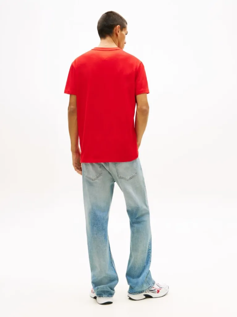 Tommy Jeans Ανδρικό Κοντομάνικο T-shirt Tjm Reg Signature Stripe T Ext DM0DM22539-XL8 Rapid Red - Image 4