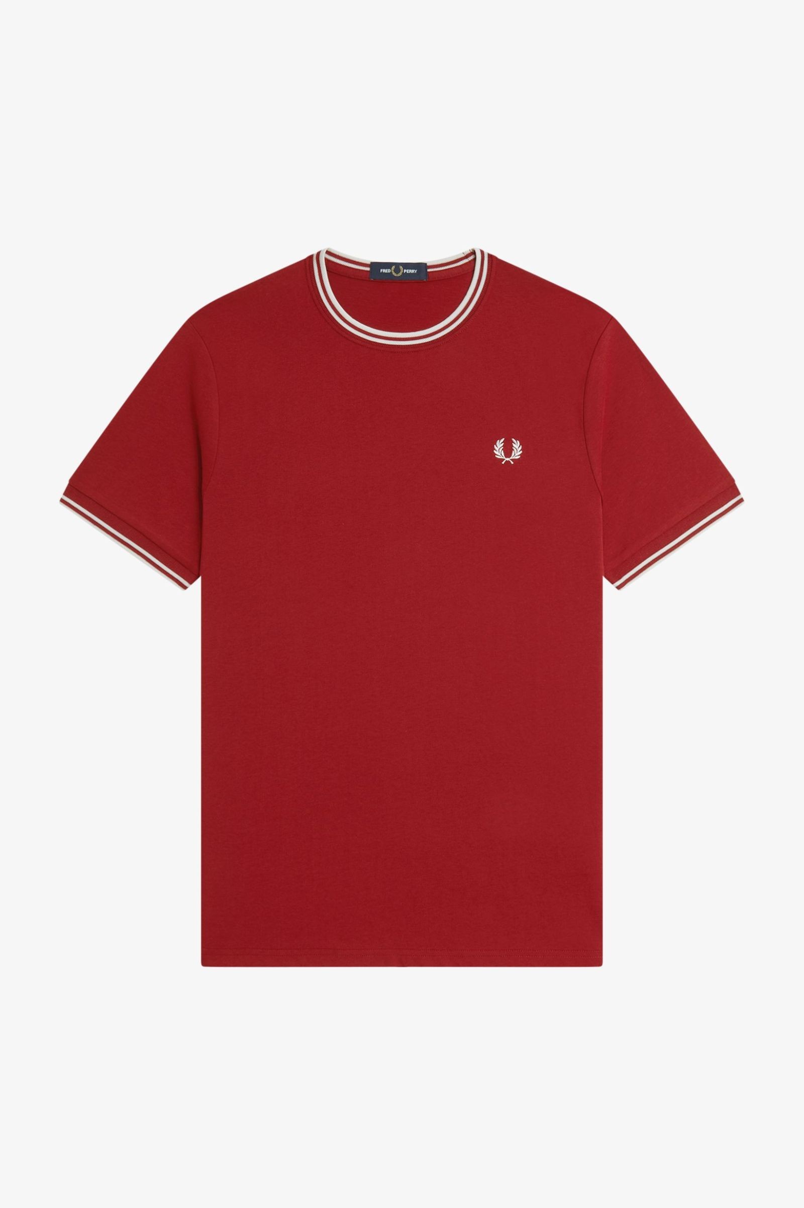 Fred Perry Ανδρική Κοντομάνικη Μπλούζα Twin Tipped T-shirt M1588V-07B Burnt Red / Snow White - Image 5