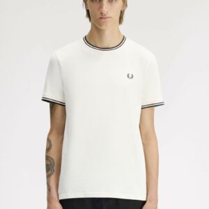 Fred Perry Ανδρική Κοντομάνικη Μπλούζα Twin Tipped T-shirt M1588V-84A Ecru / Seagrass / Dark Airforce