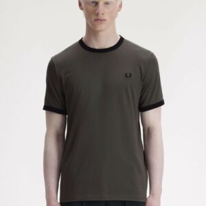 Fred Perry Ανδρική Κοντομάνικη Μπλούζα Ringer T-shirt M3519-U70 Field Green / Black