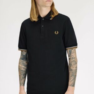 Fred Perry Ανδρικό Κοντομάνικο Polo Twin Tipped M3600-P69 Black / Ecru / Dark Caramel