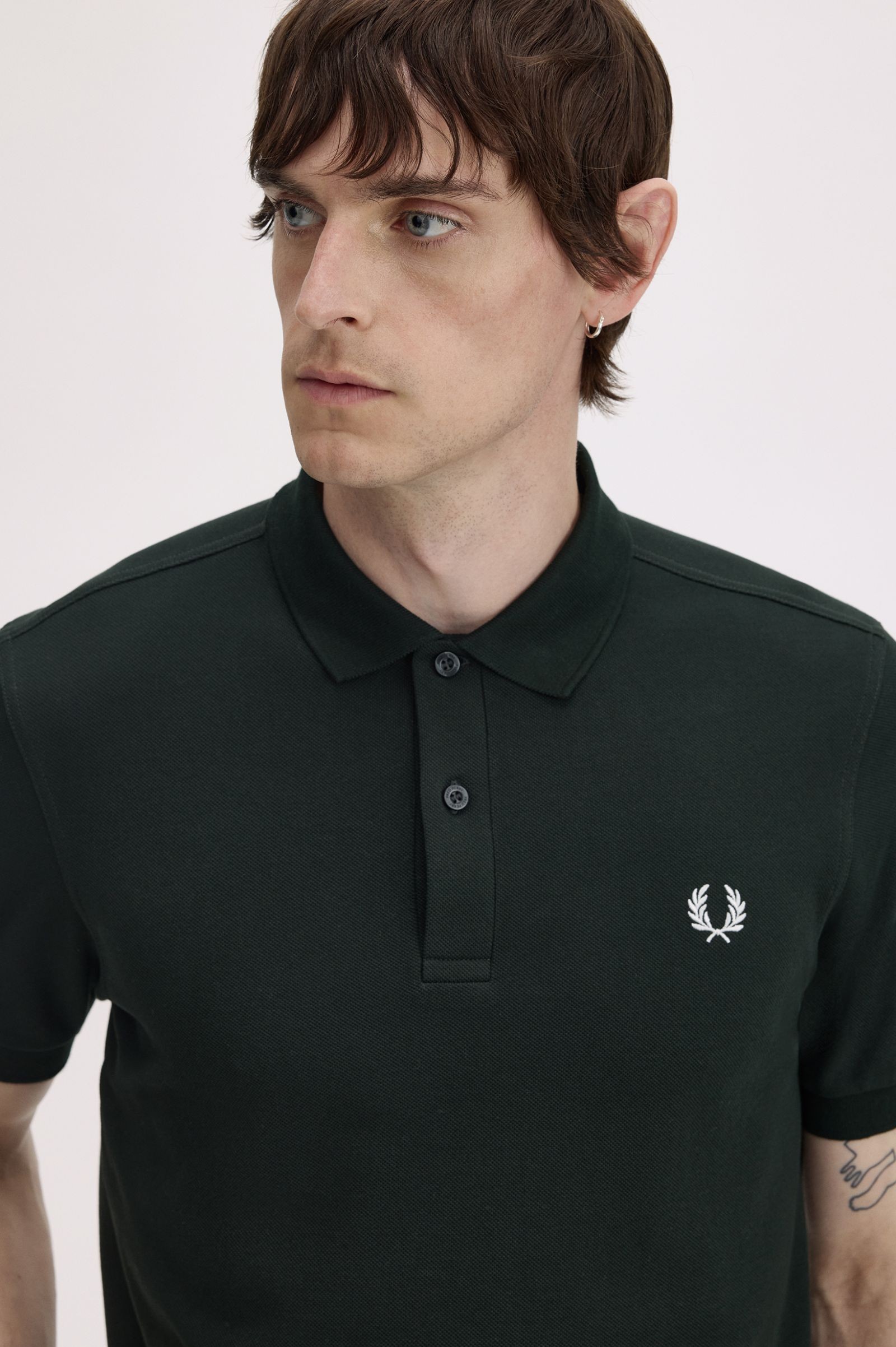 Fred Perry Ανδρικό κοντομάνικο Polo The Fred Perry Polo M6000-T50 Night Green / Snow White - Image 3