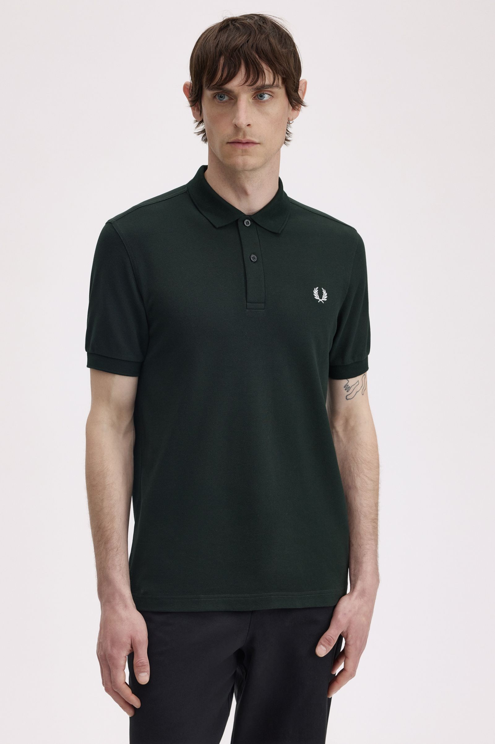 Fred Perry Ανδρικό κοντομάνικο Polo The Fred Perry Polo M6000-T50 Night Green / Snow White - Image 4